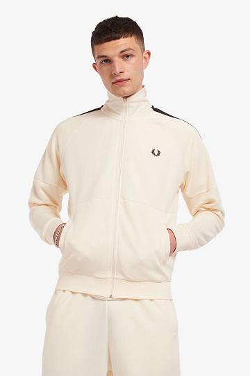 White Fred Perry Panelled Track Men's Jackets | PH 1226SGLO